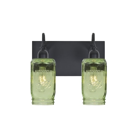 Milo 4 Vanity, Green, Black, 2x60W Incandescent